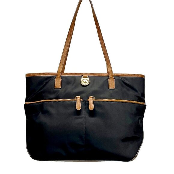 Michael Kors Black and Brown Nylon Kempton Large Pocket Tote GUC - Picture 1 of 16